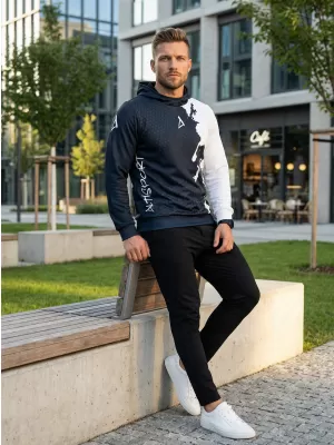 Premium cu hanorac funcțional pentru bărbați ALTISPORT VOJ/ALM112MI01 ALB-NEGRU