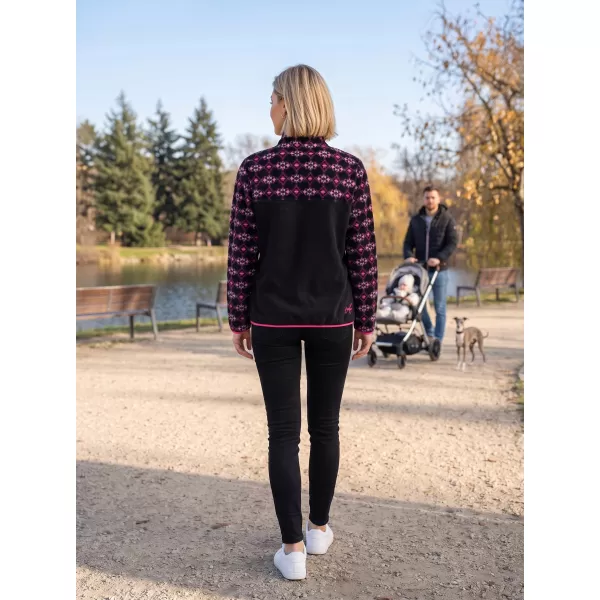  Hanorac de damă din fleece ALTISPORT GEMMY NEGRU/ROZ 