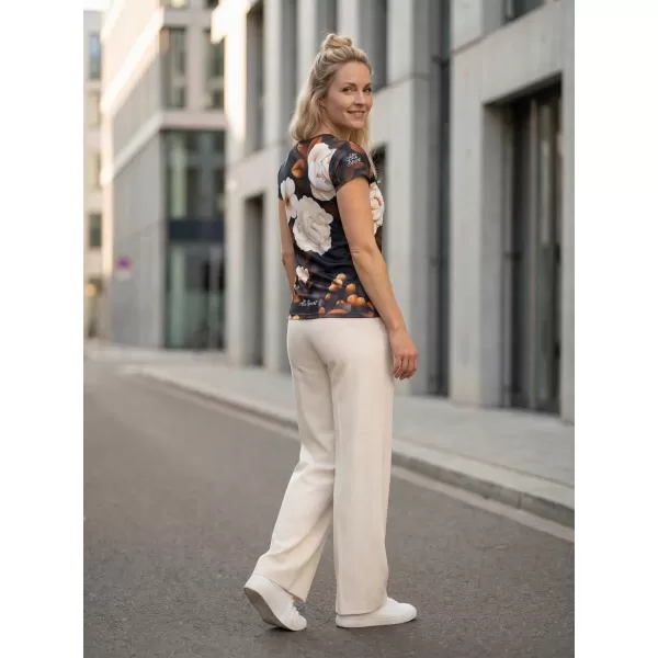  Cămașă de agrement pentru femei premium ALTISPORT VOJ/ALW097TR06 ALB/PORTOCALIU/FLORI 