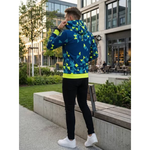  Hanorac funcțional premium pentru bărbați ALTISPORT VOJ/ALM108MI01 BLEUMARIN-GALBEN NEON 