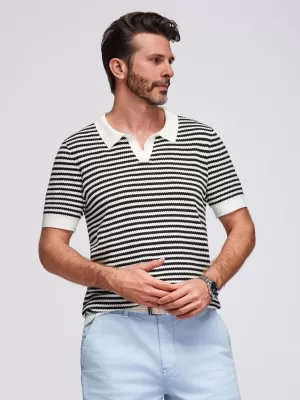 Tricou pentru bărbați OMBRE OM-POSS-0161 ALB -NEGRU