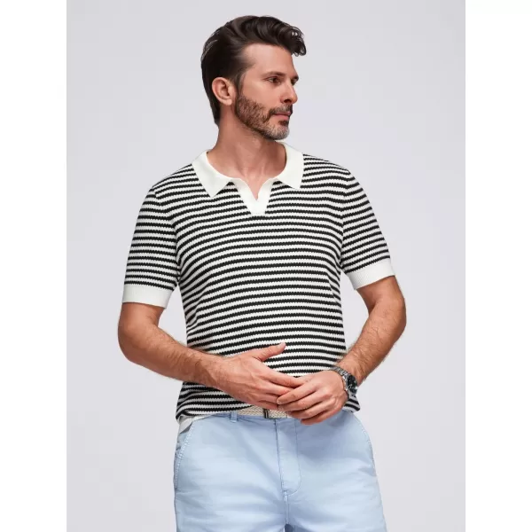  Tricou pentru bărbați OMBRE OM-POSS-0161 ALB -NEGRU 