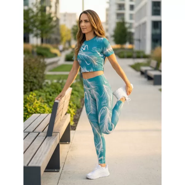  Crop top de damă premium ALTISPORT VOJ/ALW001TR07 SMARALD/GRI 