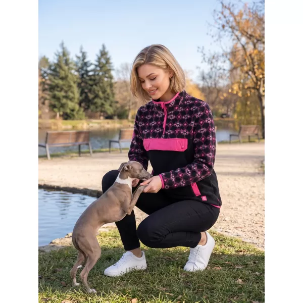  Hanorac de damă din fleece ALTISPORT GEMMY NEGRU/ROZ 