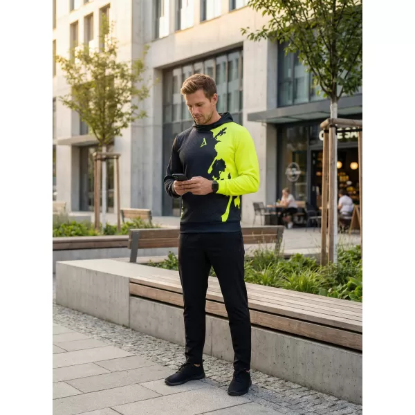  Premium cu hanorac funcțional pentru bărbați ALTISPORT VOJ/ALM112MI01 GALBEN-FLUX NEGRU 