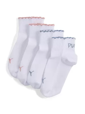 Șosete PUMA GIRLS SCALLOP EDGE QUAR 94723501 ALB/ROZ