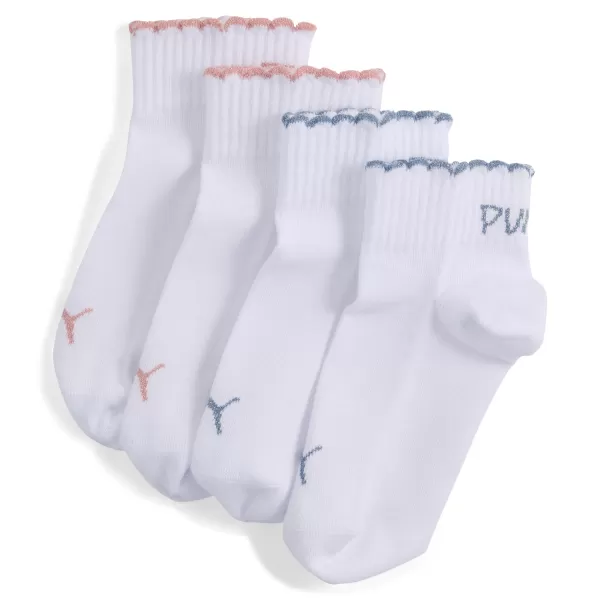  Șosete PUMA GIRLS SCALLOP EDGE QUAR 94723501 ALB/ROZ 