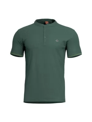 tricou PENTAGON LEVANTES HENLEY T-SHIRT STRIPES K09025 SPRINGBOK VERDE