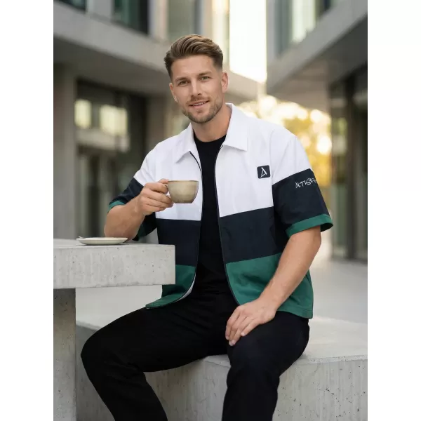  Cămașă premium pentru bărbați ALTISPORT VOJ/ALM051KOS01 ALB VERDE 