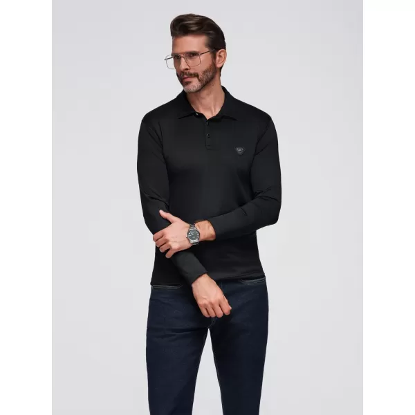  Tricou pentru bărbați cu guler OMBRE OM-POLS-0139 NEGRU 
