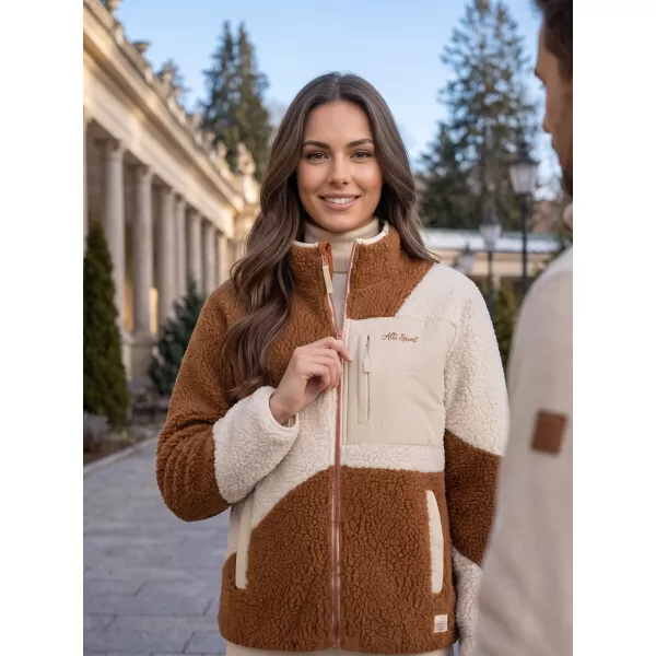  Hanorac de damă din fleece ALTISPORT GERI BEJ/MARO 