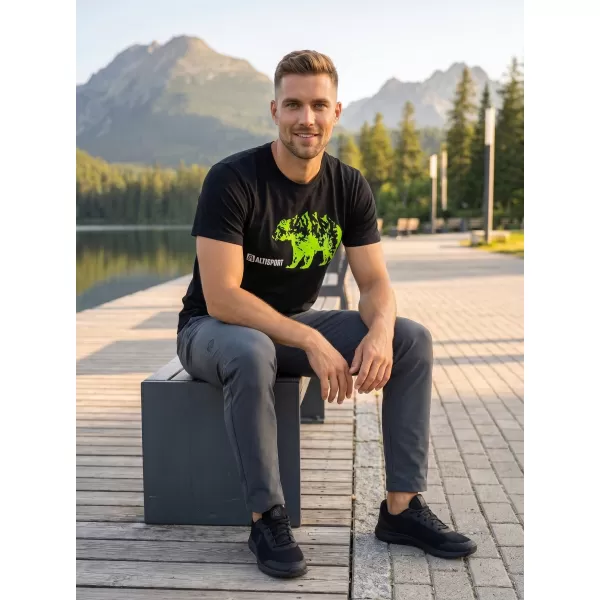  Tricou pentru bărbați cu mâneci scurte ALTISPORT ALM193129 NEGRU -GREEN 