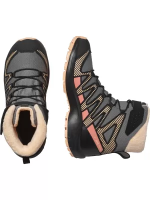 Pantofi pentru copii SALOMON XA PRO V8 WINTER WATERPROOF J COTON/NEGRU/PIERSICĂ FUZZ