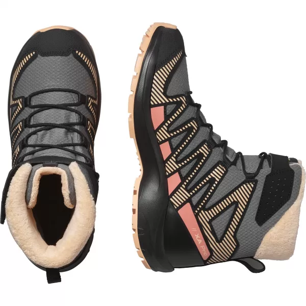  Pantofi pentru copii SALOMON XA PRO V8 WINTER WATERPROOF J COTON/NEGRU/PIERSICĂ FUZZ 