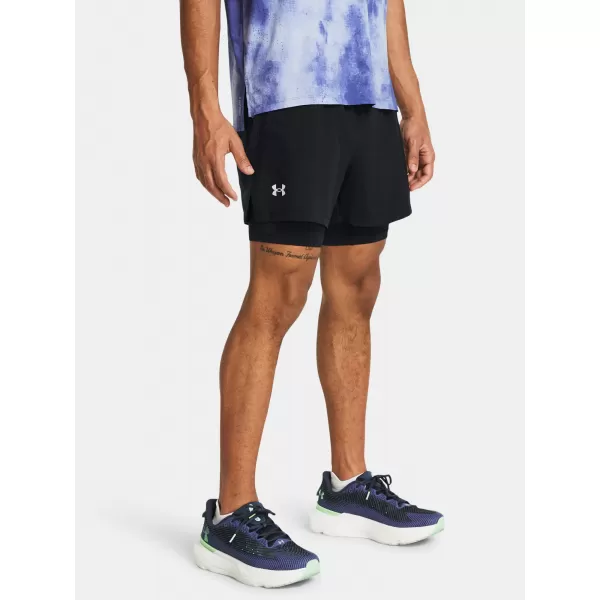  Pantaloni scurți pentru bărbați UNDER ARMOUR UA LAUNCH 5'' 2-IN-1 SHORTS 1382640-001 NEGRU 