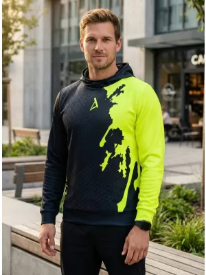 Premium cu hanorac funcțional pentru bărbați ALTISPORT VOJ/ALM112MI01 GALBEN-FLUX NEGRU
