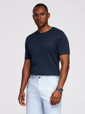 Tricou pentru bărbați OMBRE OM-TSCT-0252 ALBASTRU MARIN
