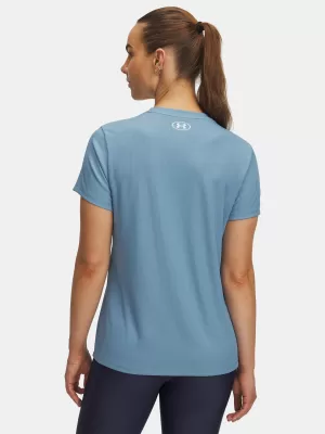 Tricou pentru femei UNDER ARMOUR TECH RIB SSC 1389852-418 ALBASTRU