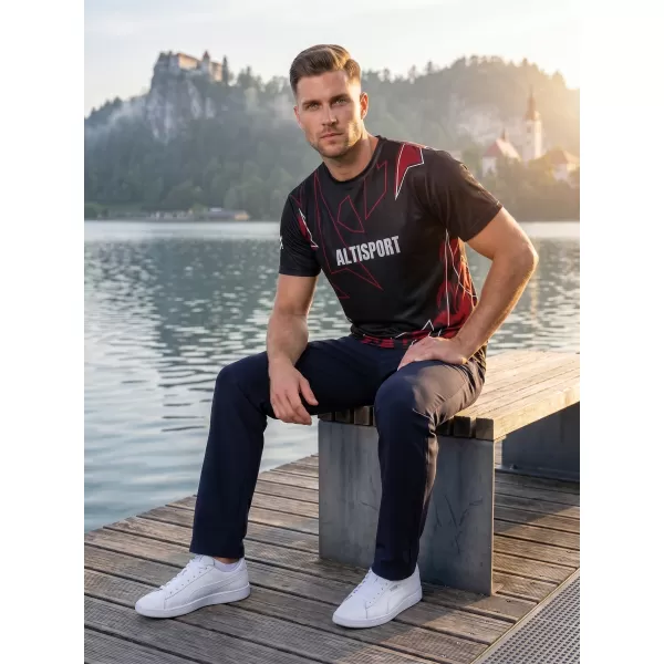  Cămașă de agrement pentru bărbați premium ALTISPORT VOJ/ALM123TR06 NEGRU-ROSU 