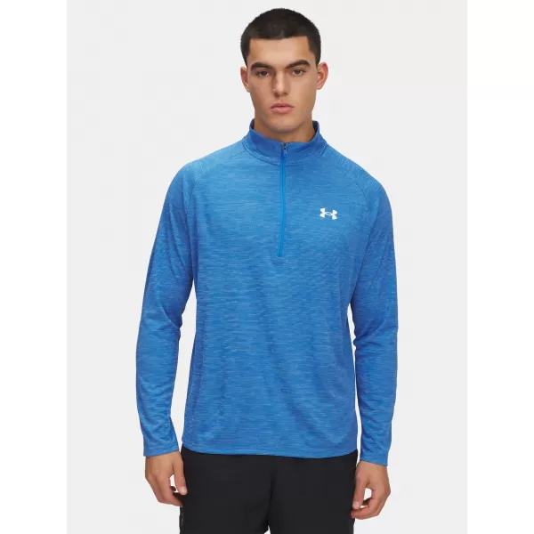  Tricou pentru bărbați UNDER ARMOUR UA TECH TEXTURED 1/2 ZIP 1382797-402 ALBASTRU 