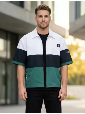 Cămașă premium pentru bărbați ALTISPORT VOJ/ALM051KOS01 ALB VERDE