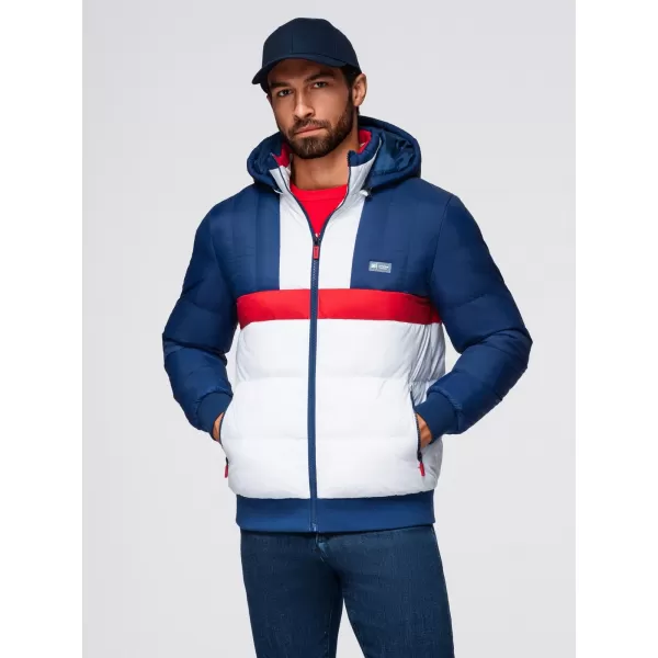  Sacou OMBRE OM-JALP-0296 ALBASTRU ȘI ALB 