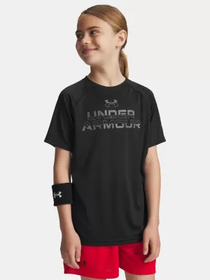 Tricou băieți UNDER ARMOUR UA TECH SPLIT WORDMARK SS 1383010-003 NEGRU