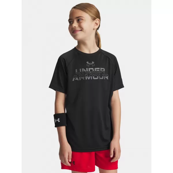  Tricou băieți UNDER ARMOUR UA TECH SPLIT WORDMARK SS 1383010-003 NEGRU 