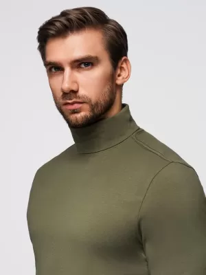 Cămaşă OMBRE OM-LSCL-0130 VERDE MĂSLIN ÎNCHIS