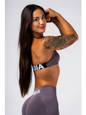 Sutien sport cu ridicare fără cusături FLOW SEAMLESS 495 DARK GREY Nebbia