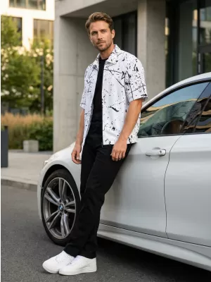 Cămașă premium pentru bărbați ALTISPORT VOJ/ALM034KOS01 ALB