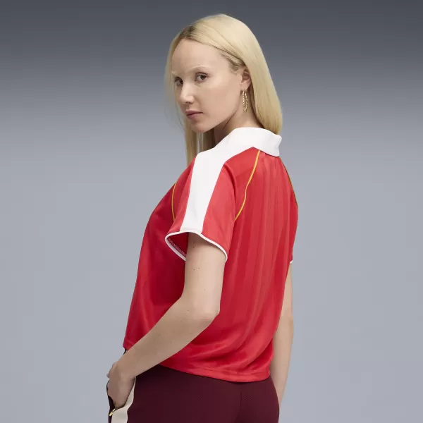  Tricou pentru femei PUMA T7 RELAXED FOOTBALL JERSEY 63215711 PENTRU TOTDEAUNA ROȘU 