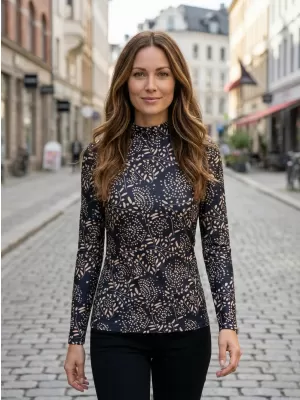 Tricou pentru femei KIXMI VENUS NEGRU/BEJ