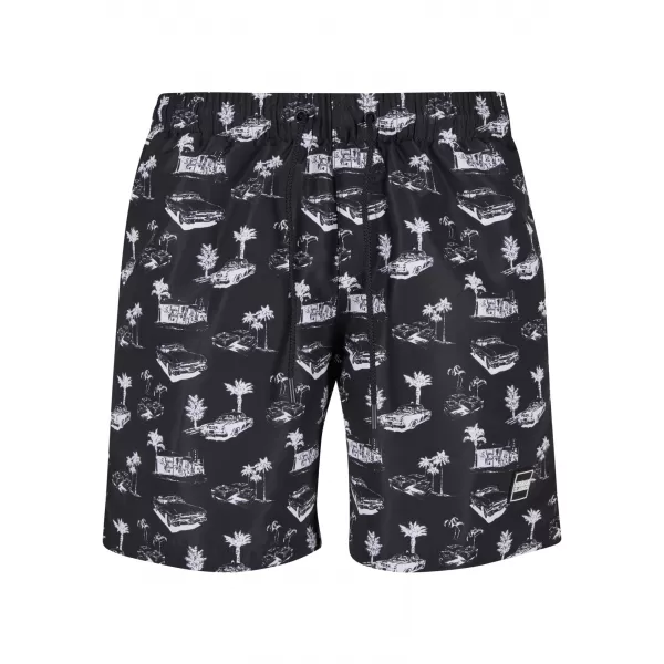  Pantaloni scurți de baie URBAN CLASSICS TB2679 NEGRU/ALB 
