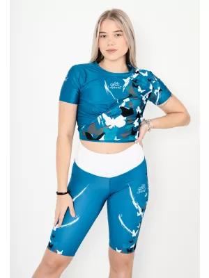 Crop top funcțional premium pentru femei ALTISPORT VOJ/ALW022TR07 PETROLEJOVÁ KEROSENUL