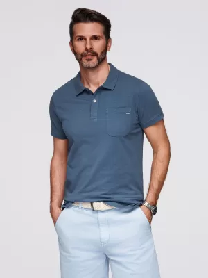 Mens t -thirt cu guler OMBRE OM-POWS-0142 ALBASTRU ÎNCHIS