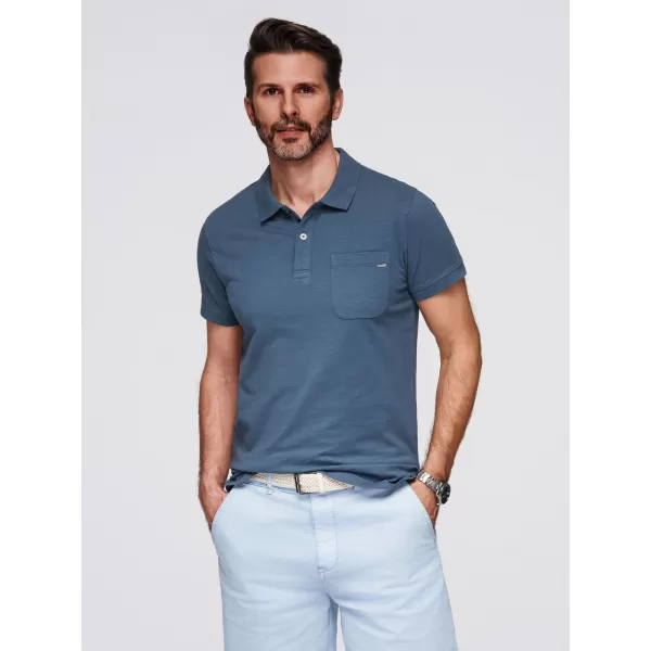  Mens t -thirt cu guler OMBRE OM-POWS-0142 ALBASTRU ÎNCHIS 