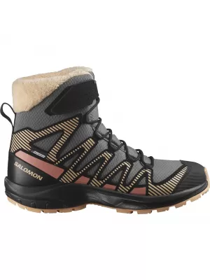 Pantofi pentru copii SALOMON XA PRO V8 WINTER WATERPROOF J COTON/NEGRU/PIERSICĂ FUZZ