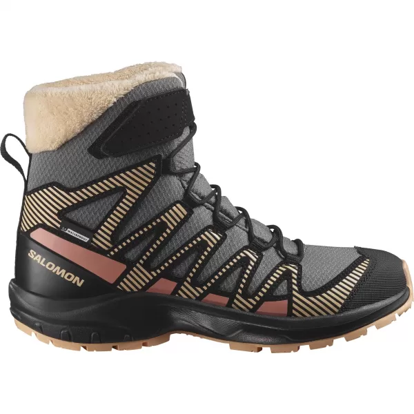  Pantofi pentru copii SALOMON XA PRO V8 WINTER WATERPROOF J COTON/NEGRU/PIERSICĂ FUZZ 