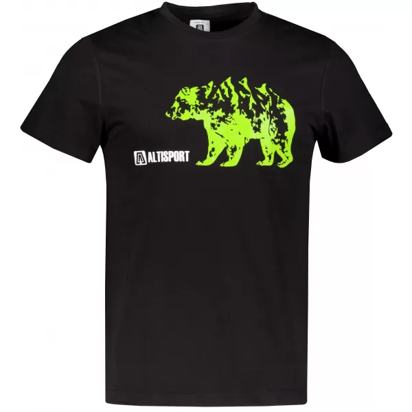  Tricou pentru bărbați cu mâneci scurte ALTISPORT ALM193129 NEGRU -GREEN 
