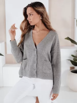 Cardigan pentru doamne DSTREET MY2509 GRI ÎNCHIS