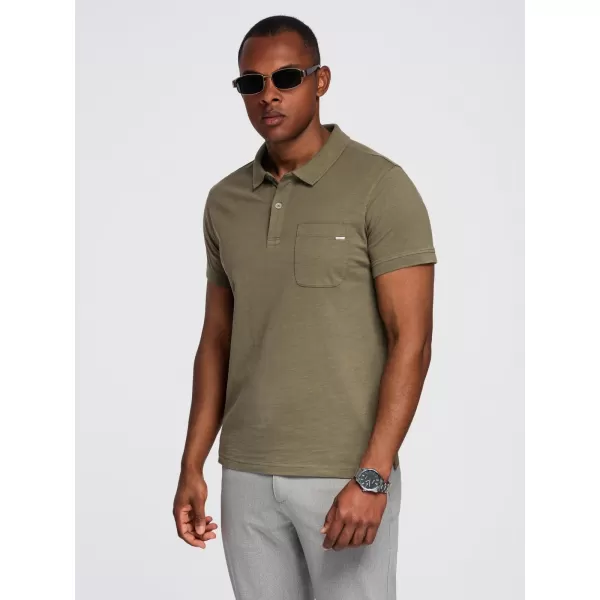  Mens t -thirt cu guler OMBRE OM-POWS-0142 MĂSLIN ÎNTUNECAT 