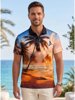 Tricou funcțional pentru bărbați cu guler premium ALTISPORT VOJ/ALM116TR05 PALMIERI