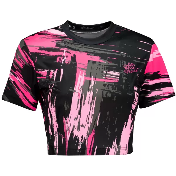  Crop top de damă premium ALTISPORT VOJ/ALW010TR07 ČERNÁ/SVĚTLE RŮŽOVÁ NEGRU/ROZ DESCHIS 