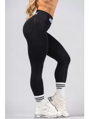 Jambiere extra push-up fără cusături, cu talie înaltă FLOW SEAMLESS 496 BLACK Nebbia