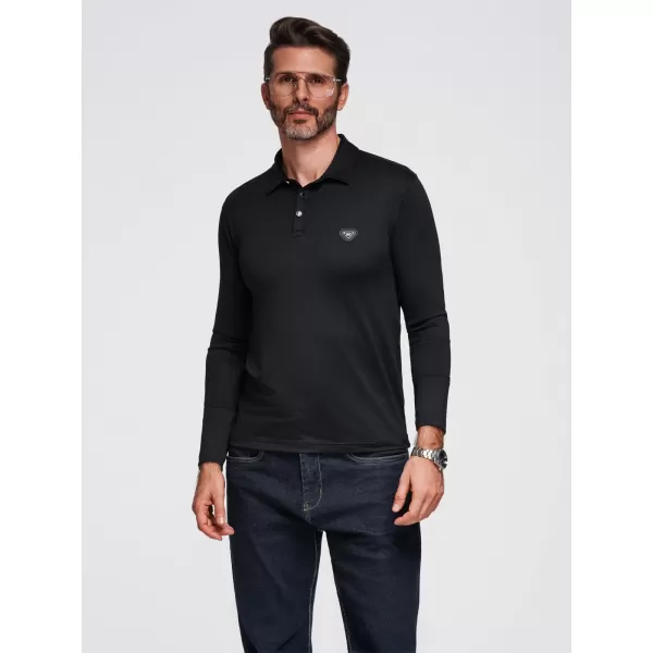  Tricou pentru bărbați cu guler OMBRE OM-POLS-0139 NEGRU 