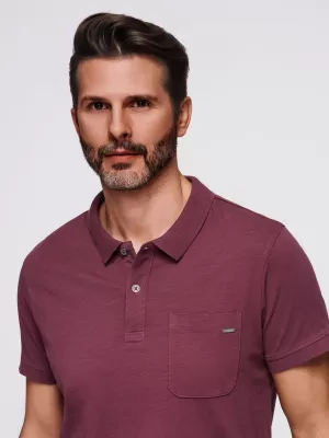 Mens t -thirt cu guler OMBRE OM-POWS-0142 MARO