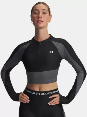 Tricou pentru femei UNDER ARMOUR UA HG RIB 1/4 ZIP 6003981-004 NEGRU