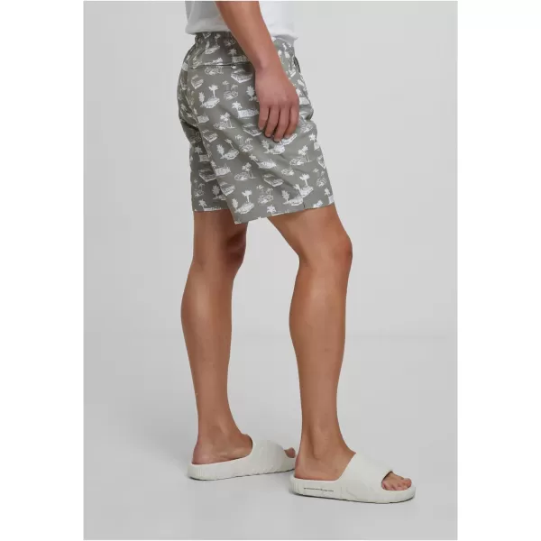  Pantaloni scurți de baie URBAN CLASSICS TB2679 MĂSLIN PAL/ALB 
