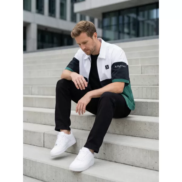  Cămașă premium pentru bărbați ALTISPORT VOJ/ALM051KOS01 ALB VERDE 